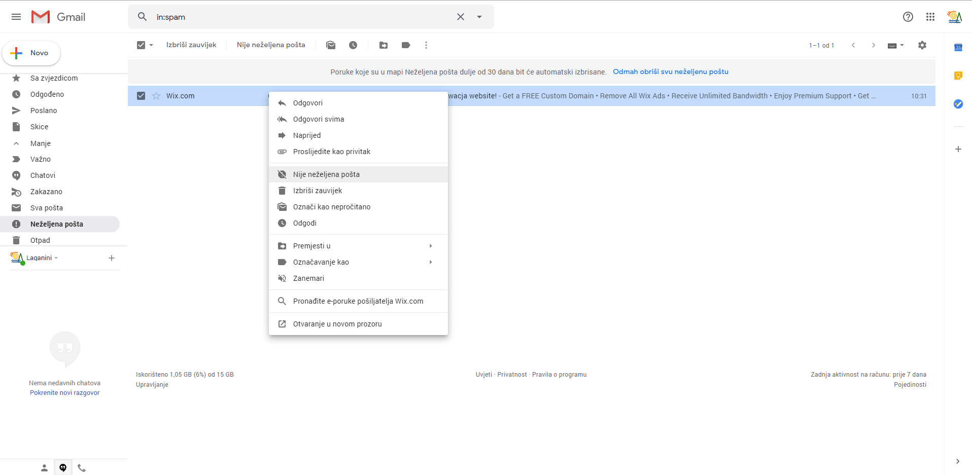 Neželjena pošta u Gmail-u